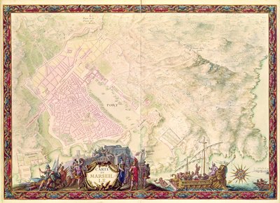 Ms. 988 vol.3, fol.61 &39;Louis XIV Atlas&39;, mapa e plano de Marselha, 1683-88 de Sebastien Le Prestre de Vauban